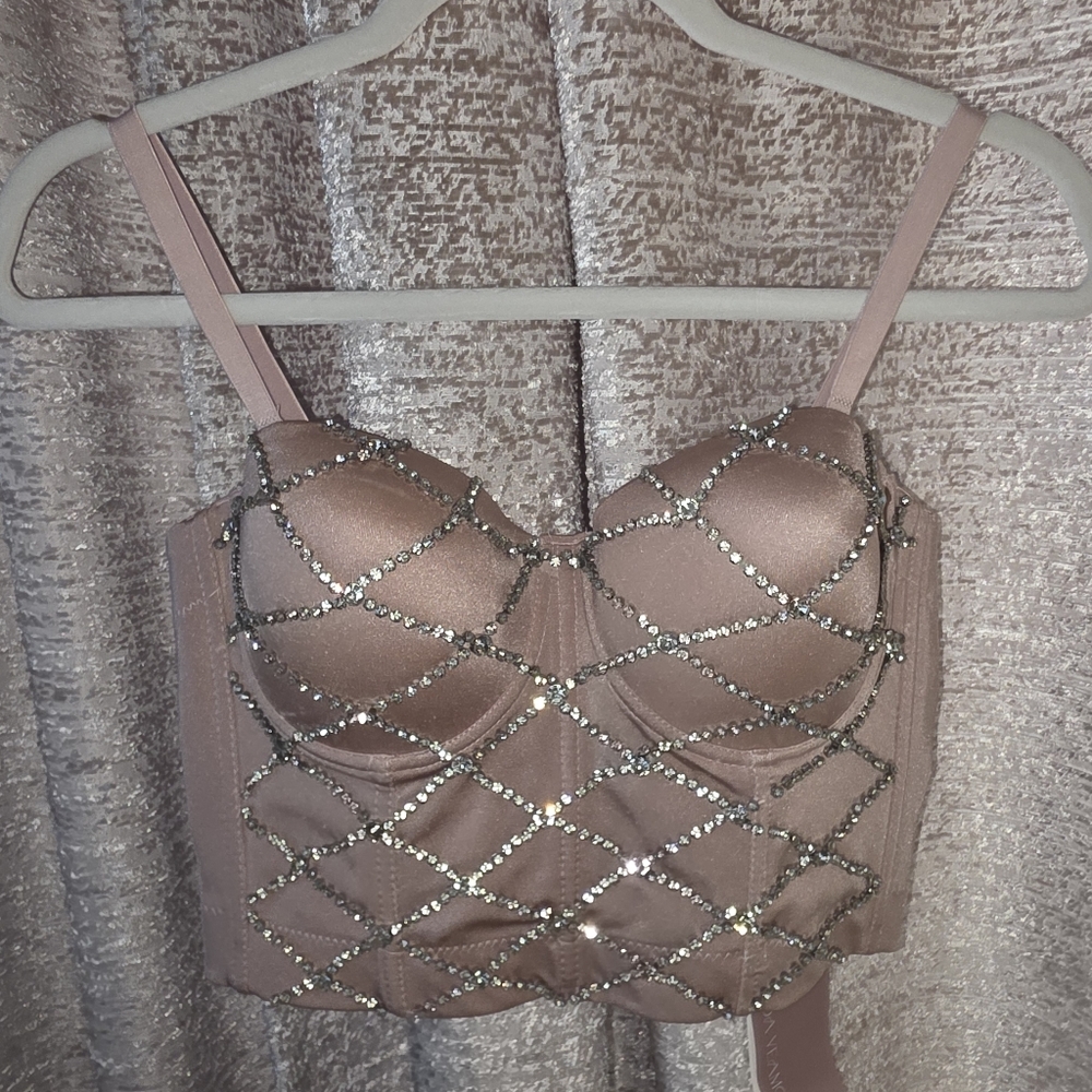 Glamorous Pink Rhinestone Bustier - Picture 2 of 8
